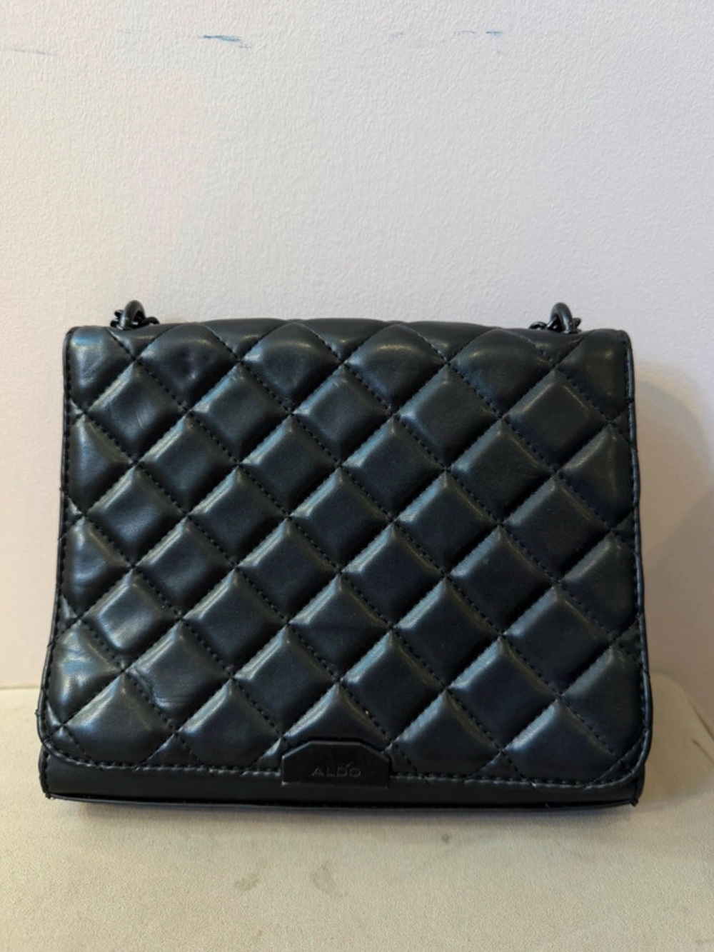 ALDO Black Quilted Crossbody Bag with Chain Strap